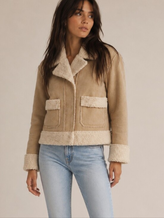 Marine Layer Jackets & Blazers - Marine Layer Quebec Sherpa Jacket Faux Suede Neutral Women's Size xs